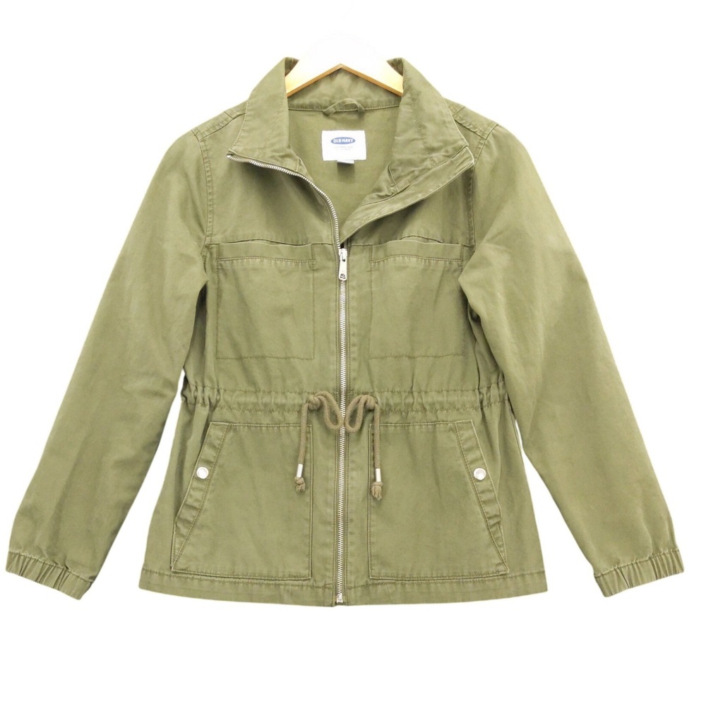 Old Navy Olive Green‎ Utility Jacket Drawstring Waist Women's Size S